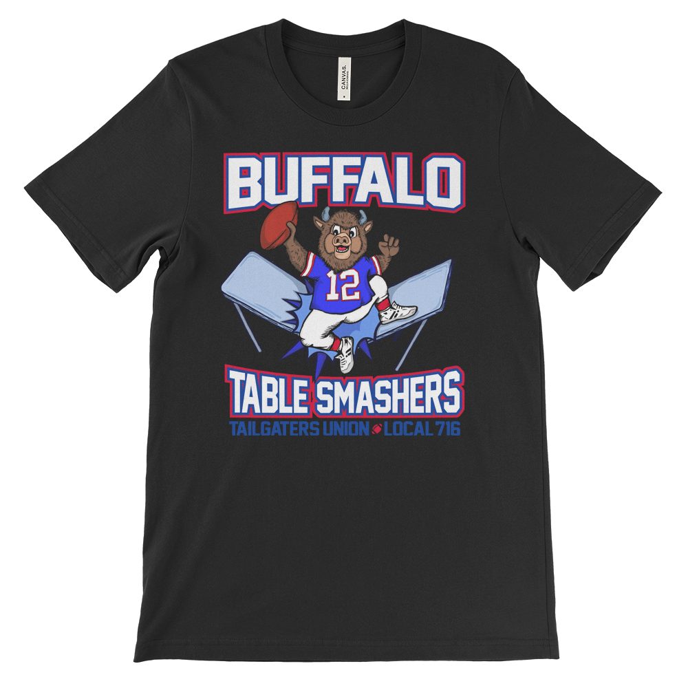 Buffalo Football Fans. Smash Tables Royal T-Shirt (Sm-5X)