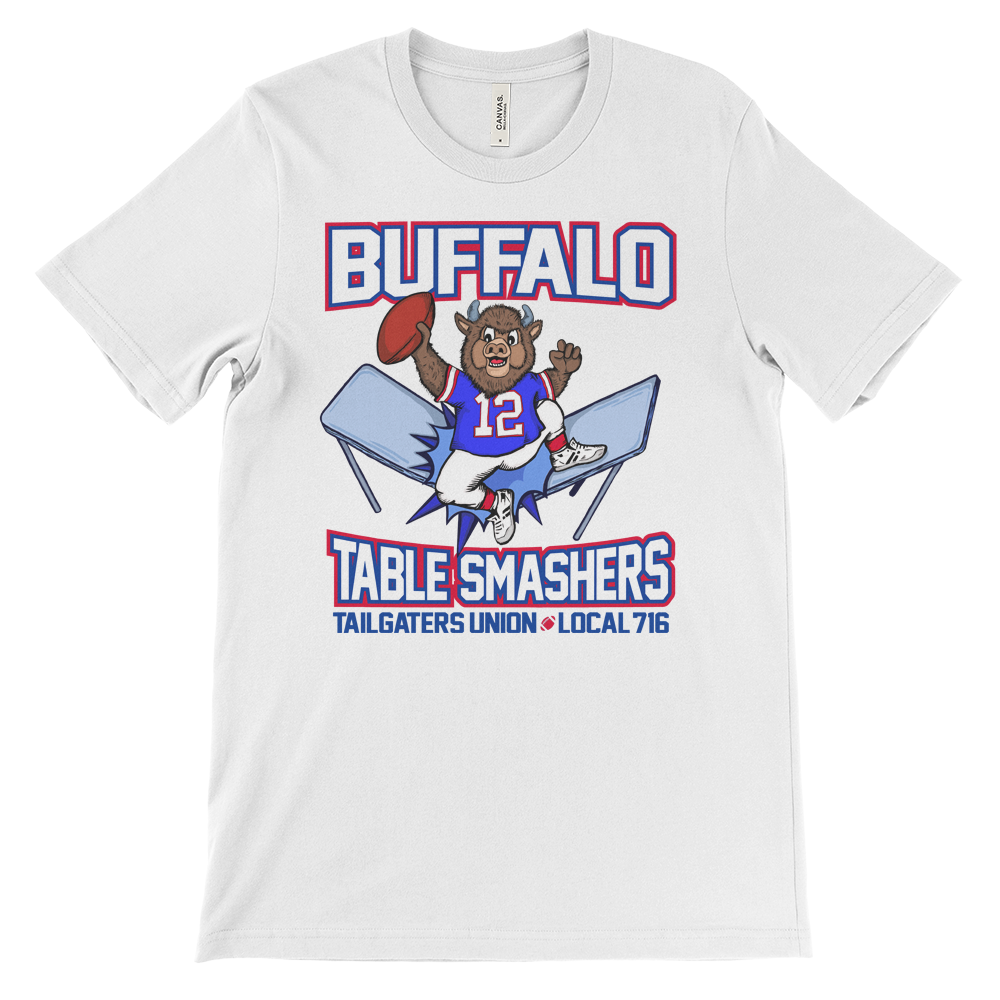 Buffalo Football Fans. Smash Tables Royal T-Shirt (Sm-5X)